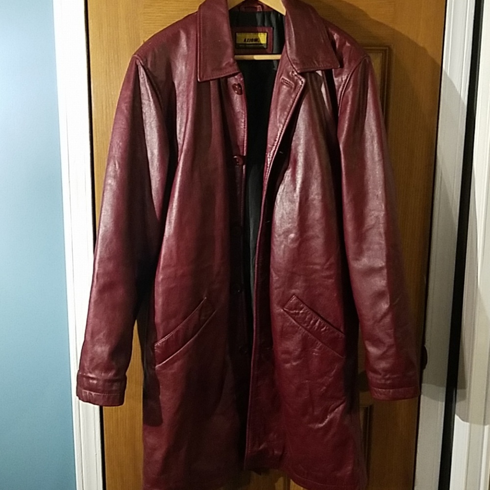 Vintage Axiom Maroon Leather Trech Coat Large